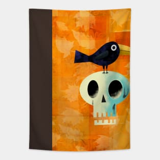 Crow on Skull Tapestry