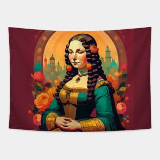 Colored Floral Monalisa Tapestry