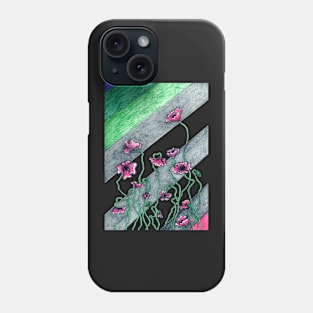 Poppies and Diagonal Stripes Phone Case