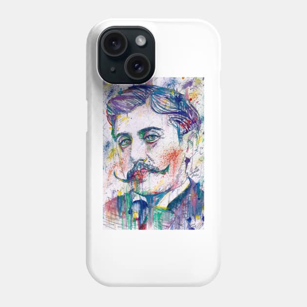 MARCEL PROUST - watercolor portrait .2 Phone Case by lautir