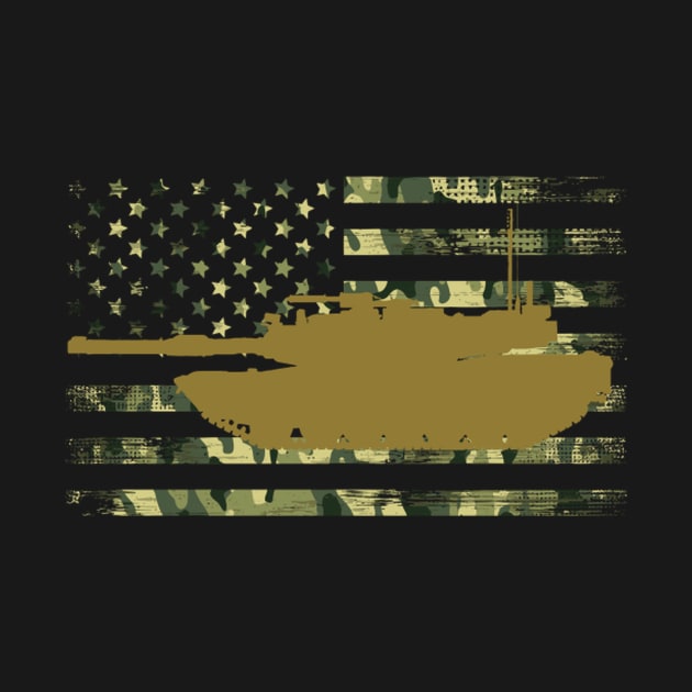 M1 Abrams Military Battle Tank Camo American Flag by SnugFarm