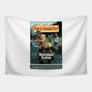 FISHING Now Its Colorado Time! Rock Island System USA Vintage Travel Tapestry