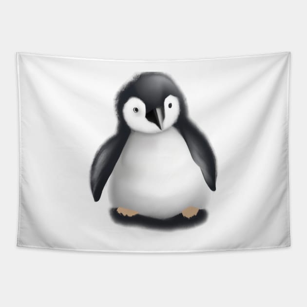 Cute Penguin Drawing Tapestry by Play Zoo