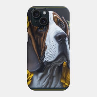 Basset Hound yellow roses 2 Phone Case