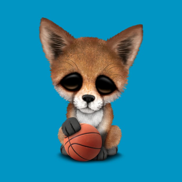 Cute Baby Fox Playing With Basketball by jeffbartels