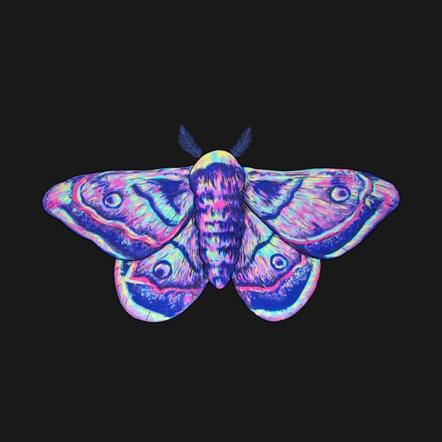 Trippy Colorful Moth by rosiemoonart