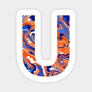 Orange and blue marble U Magnet