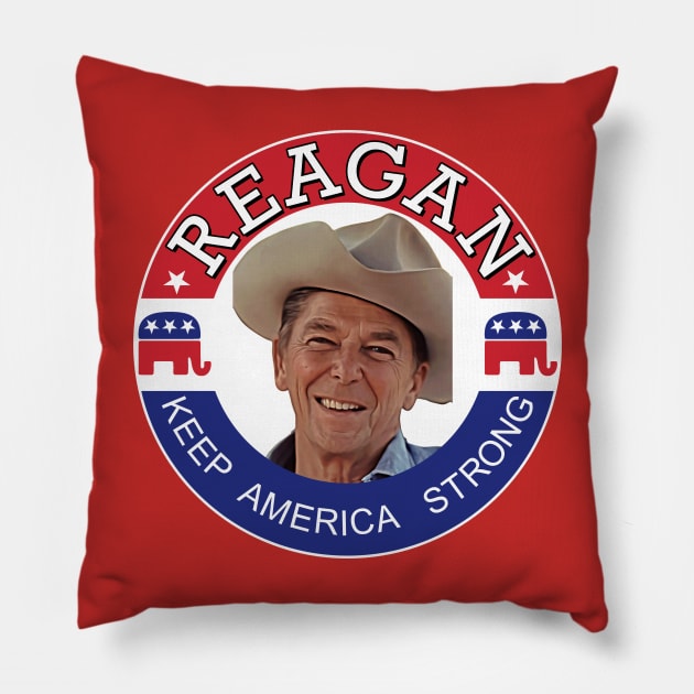 Ronald Reagan Vintage Campaign // Keep America Strong Pillow by darklordpug