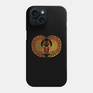 Egyptian Scarab Beetle - Gold and red  metallic Phone Case