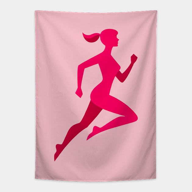 Fitness Running Doll Silhouette Tapestry by Retro Travel Design