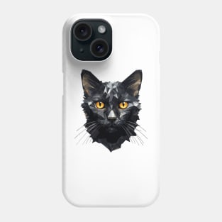 Low poly cat - black cat in low polygon art Phone Case