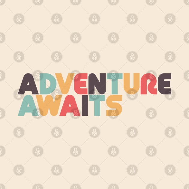 Adventure Awaits Retro Rainbow Typography by lymancreativeco