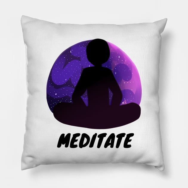 Meditate and Explore the Cosmos Pillow by Colored Stardust