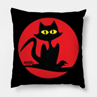 Cat on Red 1 Pillow