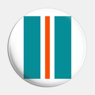 Retro American Football Stripes Miami Teal White Orange Pin