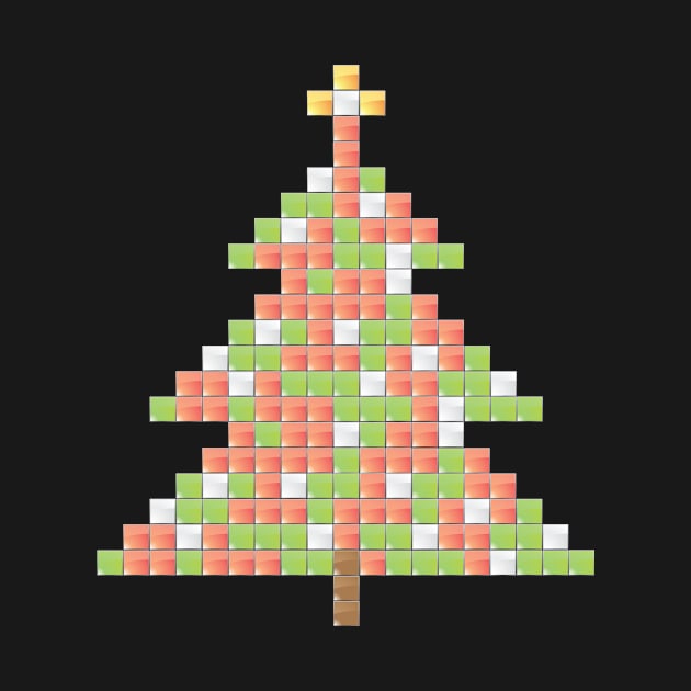 Christmas Christmas Tree Digital Pixel Gamer Nerd by HBfunshirts