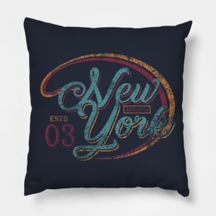 Vintage New York Typography Pillow