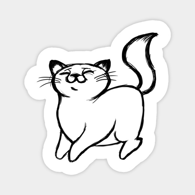 Happy Cat Original Pencil Sketch Art Cat Magnet Teepublic