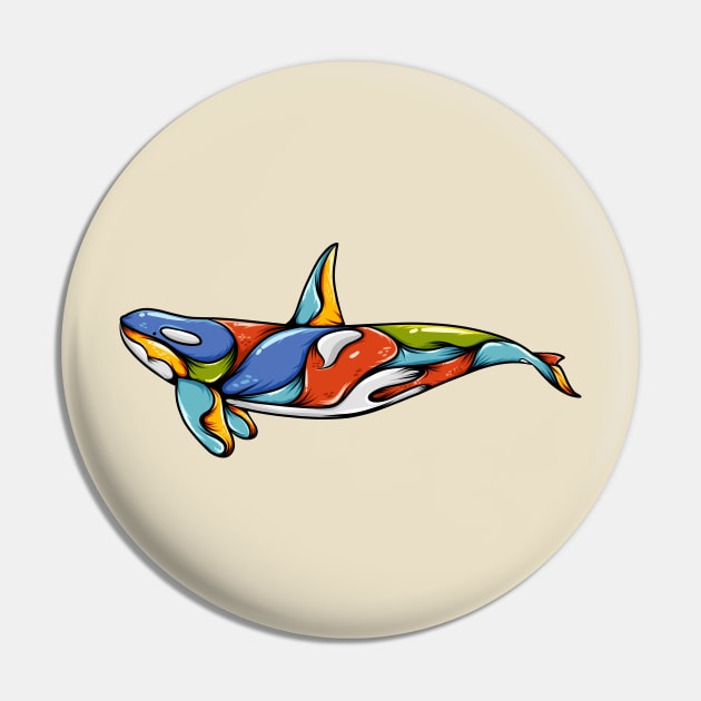 Orca whale colorful Pin by Mako Design 