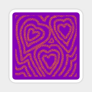 Orange Hearts on Purple Magnet