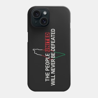 Free Palestine The People United Will Never Be Defeated -wht Phone Case