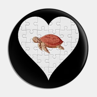 Jigsaw  Sea Turtle Heart Design - Fish Sea Turtle Pin