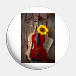 Hanging Violin And Sunflower Pin