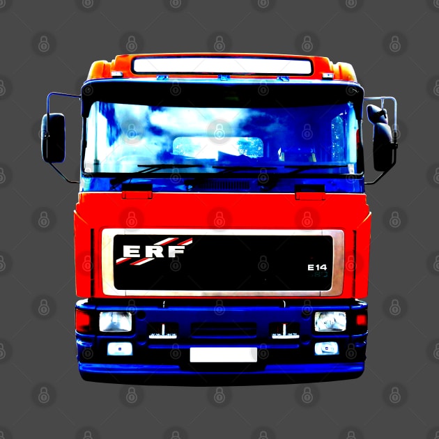 Classic 1990s ERF E Series lorry high contrast red by soitwouldseem