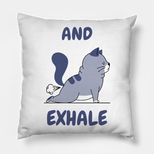 Exhale yoga cat Pillow