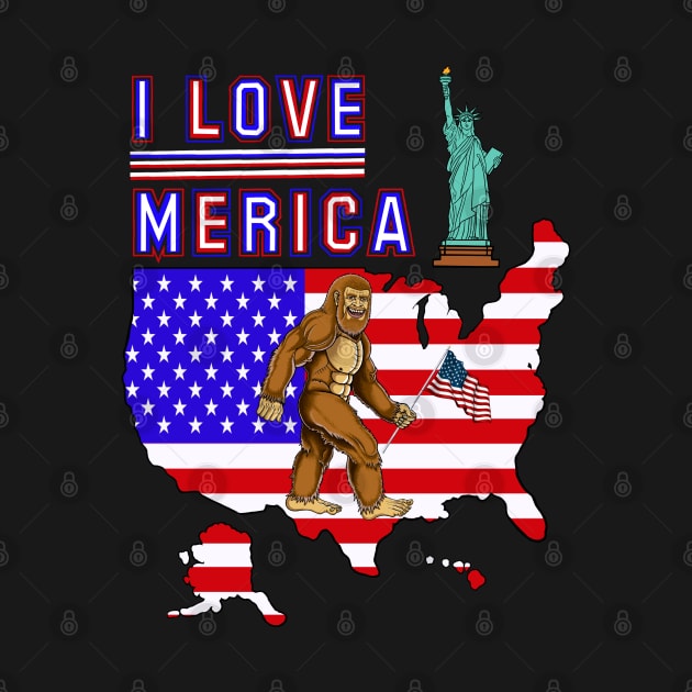 Bigfoot I love Merica, Sasquatch by Artardishop