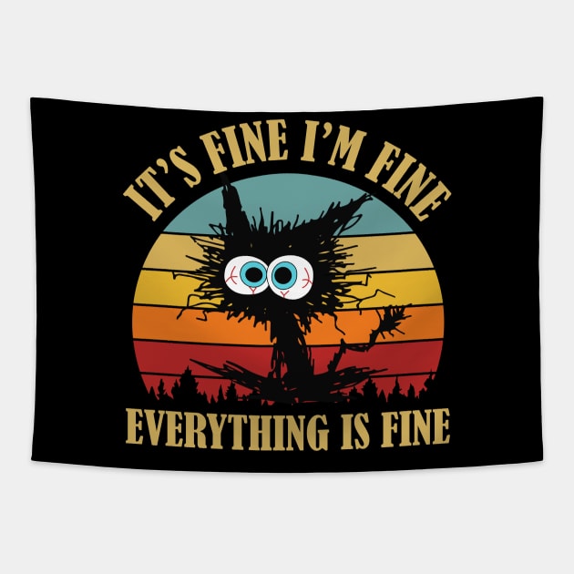 Black cat Vintage its fine im fine everything is fine Tapestry by studio.artslap