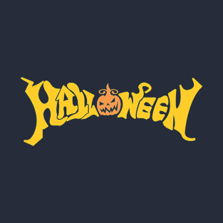 happy halloween written in orange, halloween, handwriting, font, fear, fall, october, fear month, orange, pumpkin, squash, typography, handwriting, spooky, creepy, classic, weird, T-Shirt