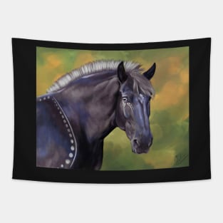 Painted Black Percheron Tapestry