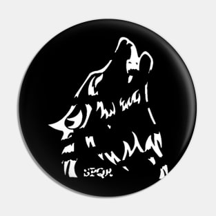 Wolf of Rome- white outline Pin