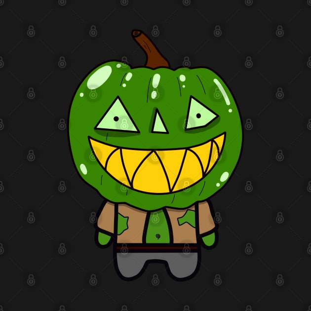 Green Zombie Pumpkin Man of Halloween by BoboSong
