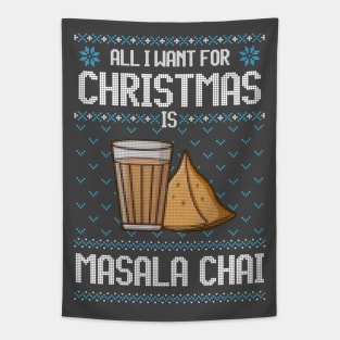 All I Want For Christmas Is Masala Chai - Ugly Xmas Sweater For Chai Lover Tapestry