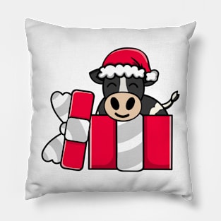 Cute Holstein Cow in Christmas Gift Pillow