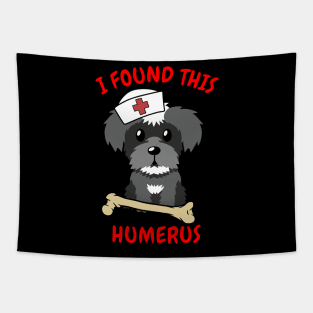 Funny schnauzer tells a lame joke Tapestry