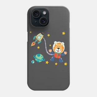 Cute little lion Astronaut in space Phone Case