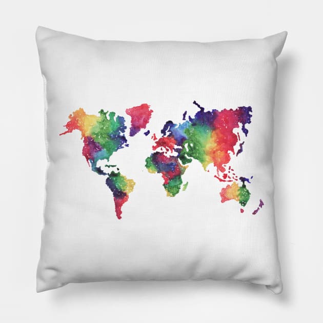 Rainbow world map Pillow by Bridgetdav