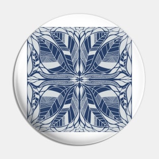 Symmetrical Blue and White Leaves Design Pin