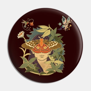 Vintage Flower Girl with Butterflies Pin