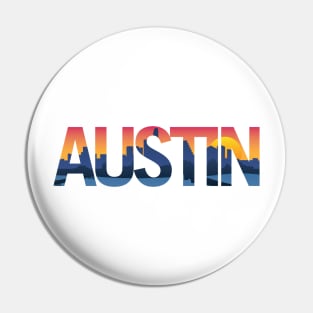 Austin Texas City Skyline Typography Overlay Pin