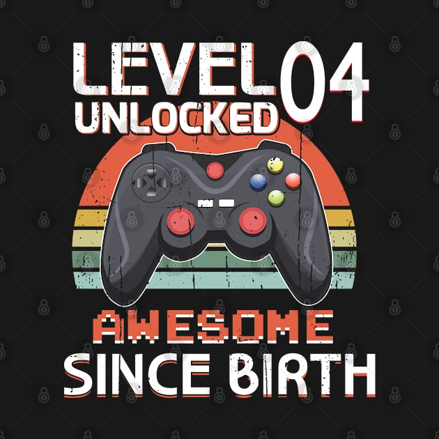 Retro Gaming B-Day 4 Level Unlocked Awesome Gamer by CrissWild