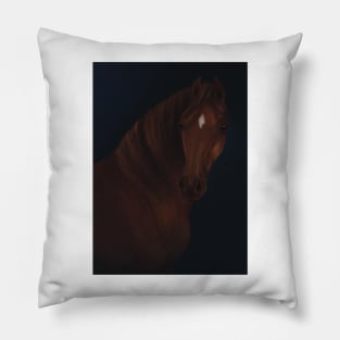 Chestnut Arabian Painting Studio Portrait Pillow
