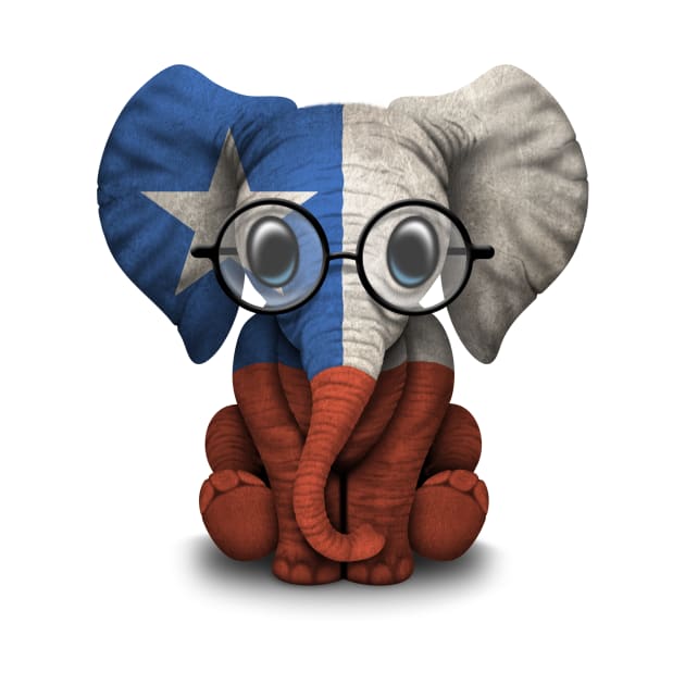 Baby Elephant with Glasses and Chilean Flag by jeffbartels