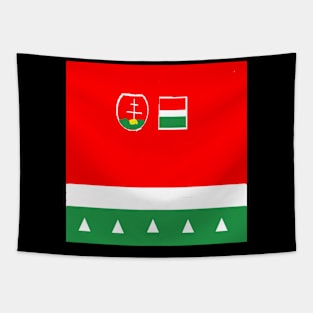 Sporty Hungarian Design on Black Background Tapestry