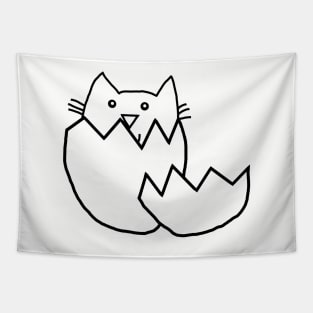 Minimal Cute Cat Hatching from Egg Tapestry