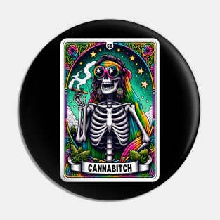 Cannabitch, Funny weed skeleton tarot card Pin