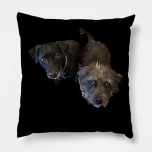 Double Black Dog's- vector art the dog Pillow